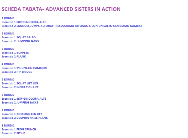 scheda tabata avanzata